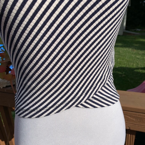 Free People Crop Striped Mock Turtleneck Tulip Hem - Picture 3 of 6